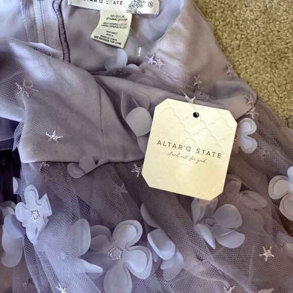 NWT Altar'd State Lavender Aurora Floral Mesh Babydoll Dress Women's Size Small - Picture 6 of 7